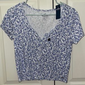 Floral semi cropped tee
